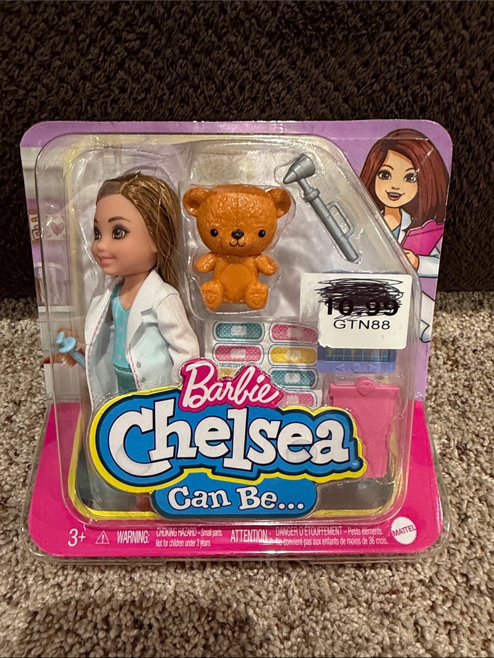 Barbie Chelsea Can Be Doctor Doll with Blue & White Outfit and Brown Teddy